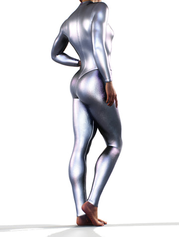 Silver Metallic Playsuit-unitard-bootysculpted